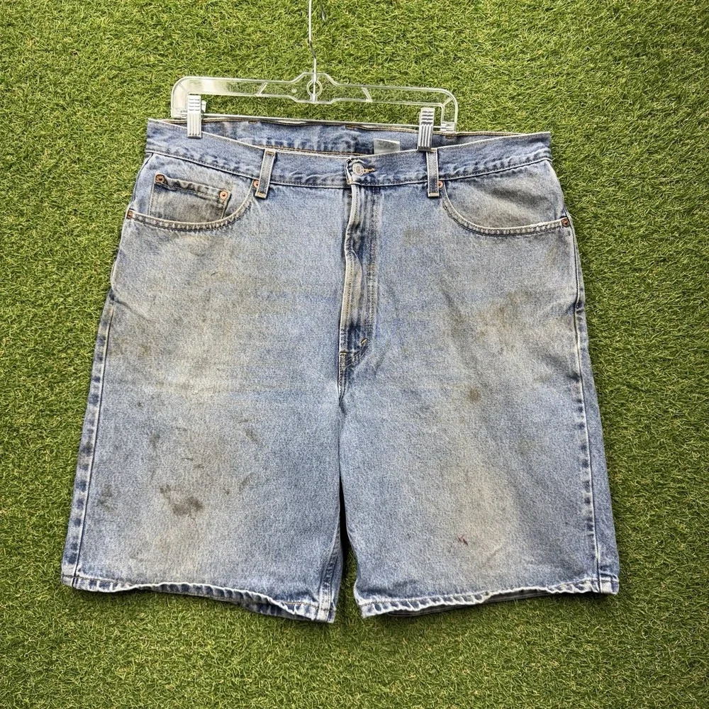 Levis 550 Jean Shorts Mens 40 Relaxed Fit Light Wash Baggy Wide Leg Y2K Skater